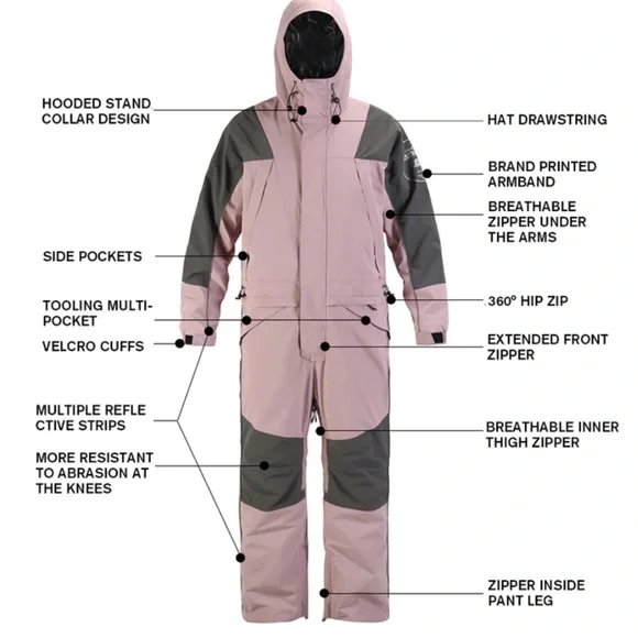 Gsou Snow Unisex Ski Suit Fluorescent Camouflage Night One-Piece Snow Suit - Picture 6 of 6